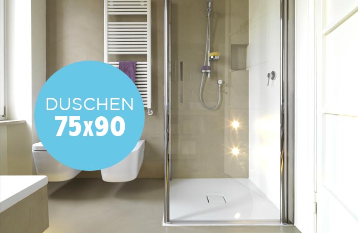 Duschkabine 75x90 - Schmale rechteckige Dusche 90x75 cm